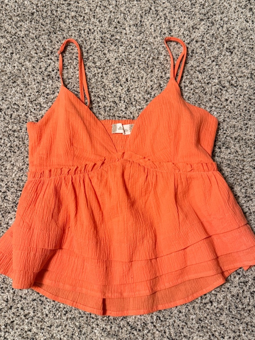 Altar'd State Orange V-Neck Peplum Camisole in gauze layers